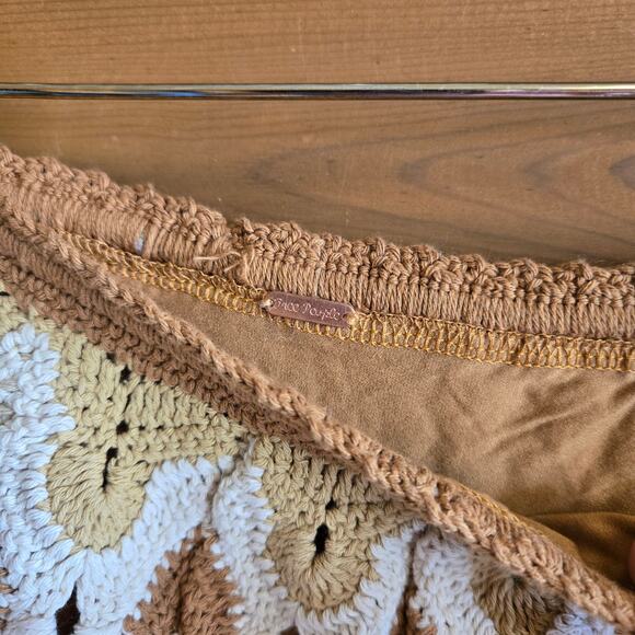 Free People Heat of the Moment Mini Skirt Dream Combo Large Crochet Boho Pull On - Picture 4 of 5